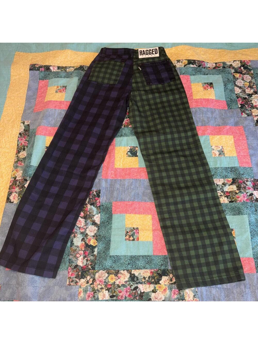 Ragged NEW $95 Woman’s Sz 24 Jeans Patchwork Plaid Pants New With Tags Denim - Picture 9 of 9